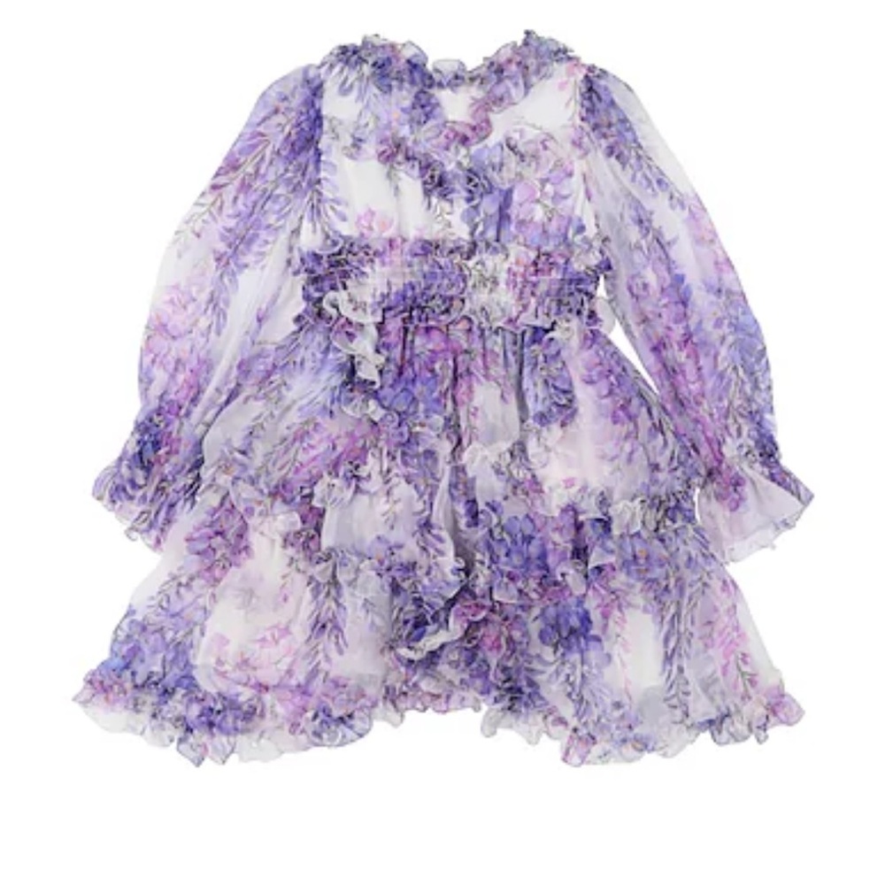Dolce & Gabbana Lavender Floral Ruffle Girls Dress.
